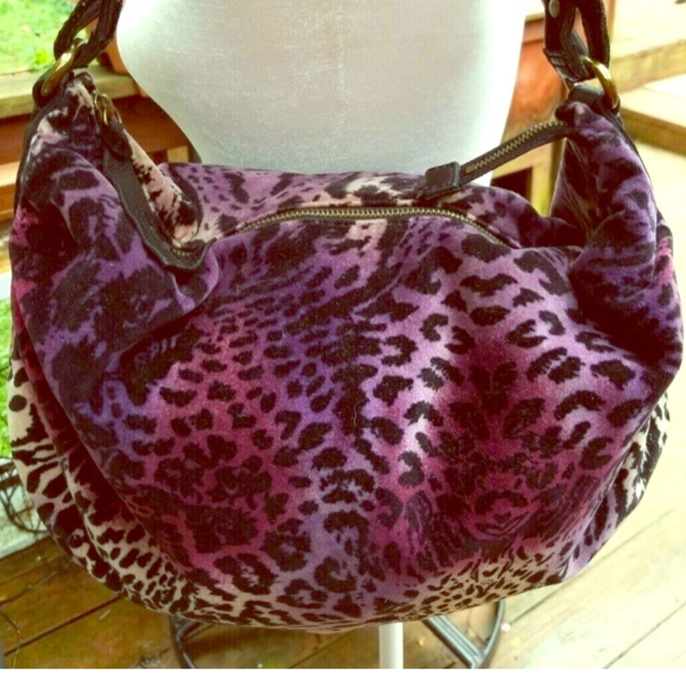 Lucky Brand Velvet and Leather Hobo Bag
